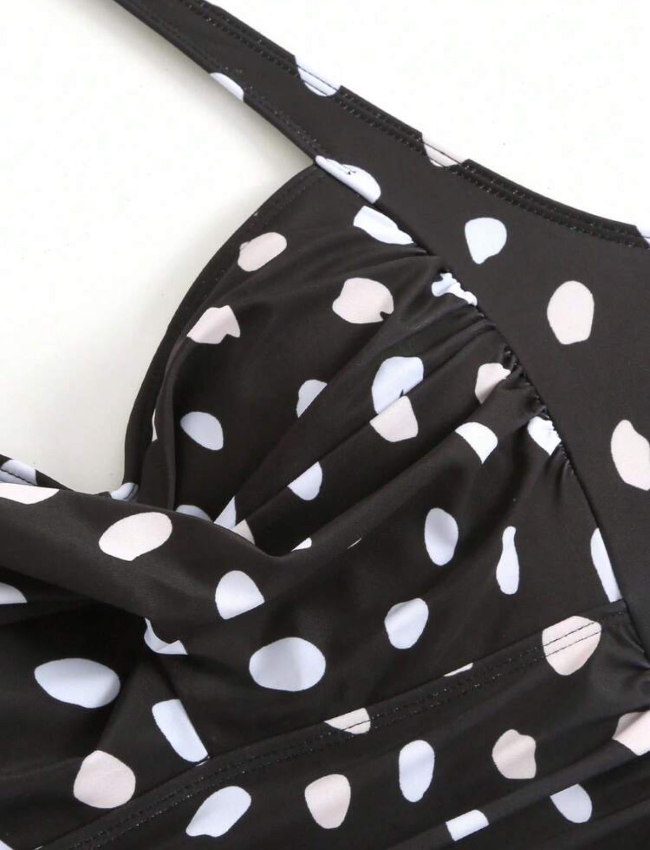 Bonvoyette Asymmetrical Polka Dot Halter One Piece Swimsuit & Maxi Skirt Set For Women - XL
