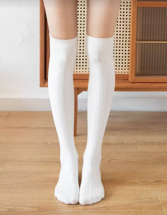 Solid Stretchy Over The Knee Socks, Cozy