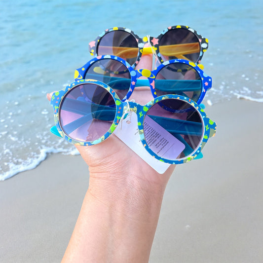 🕶️ Kids Fun plastic Print Round Sunglasses - Lightweight & Flexible
