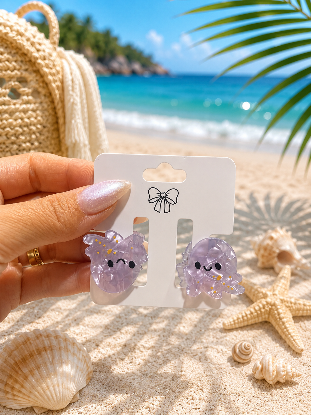 2Pcs Summer Sea-Inspired Hair Clips for Girls – Cute Beach Collection