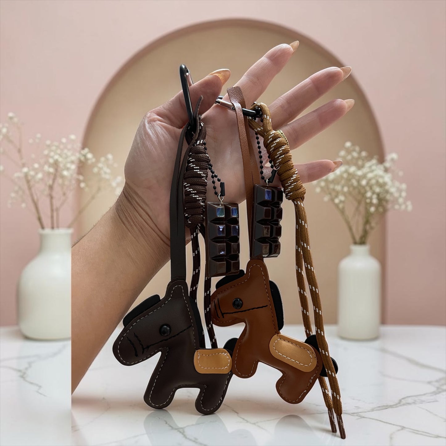 Midnight Cocoa Horse Bag Charm Keychain
