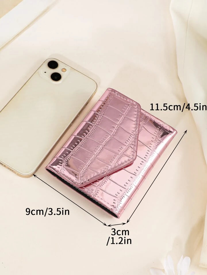 1-Piece Women's Stylish Glossy Crocodile Pattern Wallet, Compact And Exquisite, Easy To Carry, An Excellent Choice For Gifts