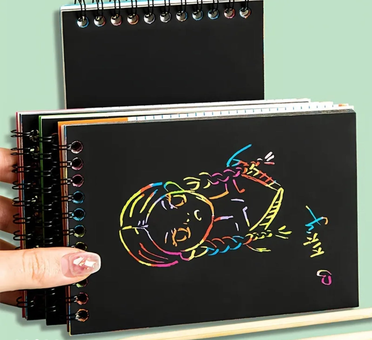 Colorful Magic Scratch Art Notebook – 12 Sheets with Scratch Pens