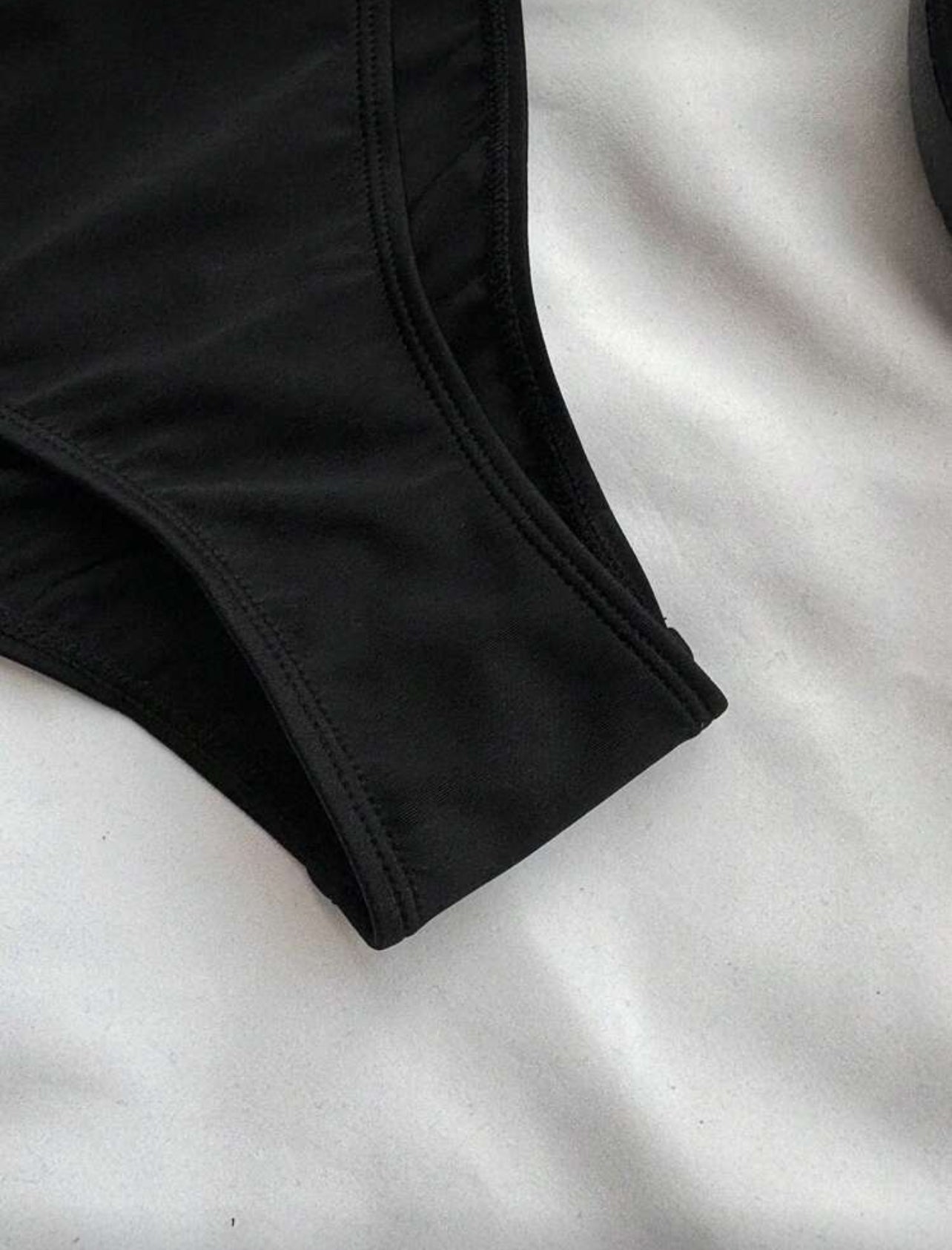 SHEIN Teen Girls Black 1pc Detachable Strap Hollow Starfish Accent Ruched One-Piece Swimsuit Summer,Beach - 15Years