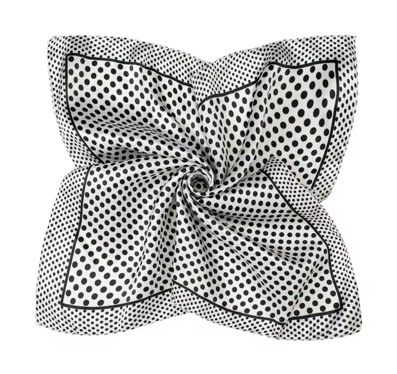 Polka Dot Satin Silk Square Scarf, Retro Red Black White Bandana Neck Headband for Women, 3 Colors Available