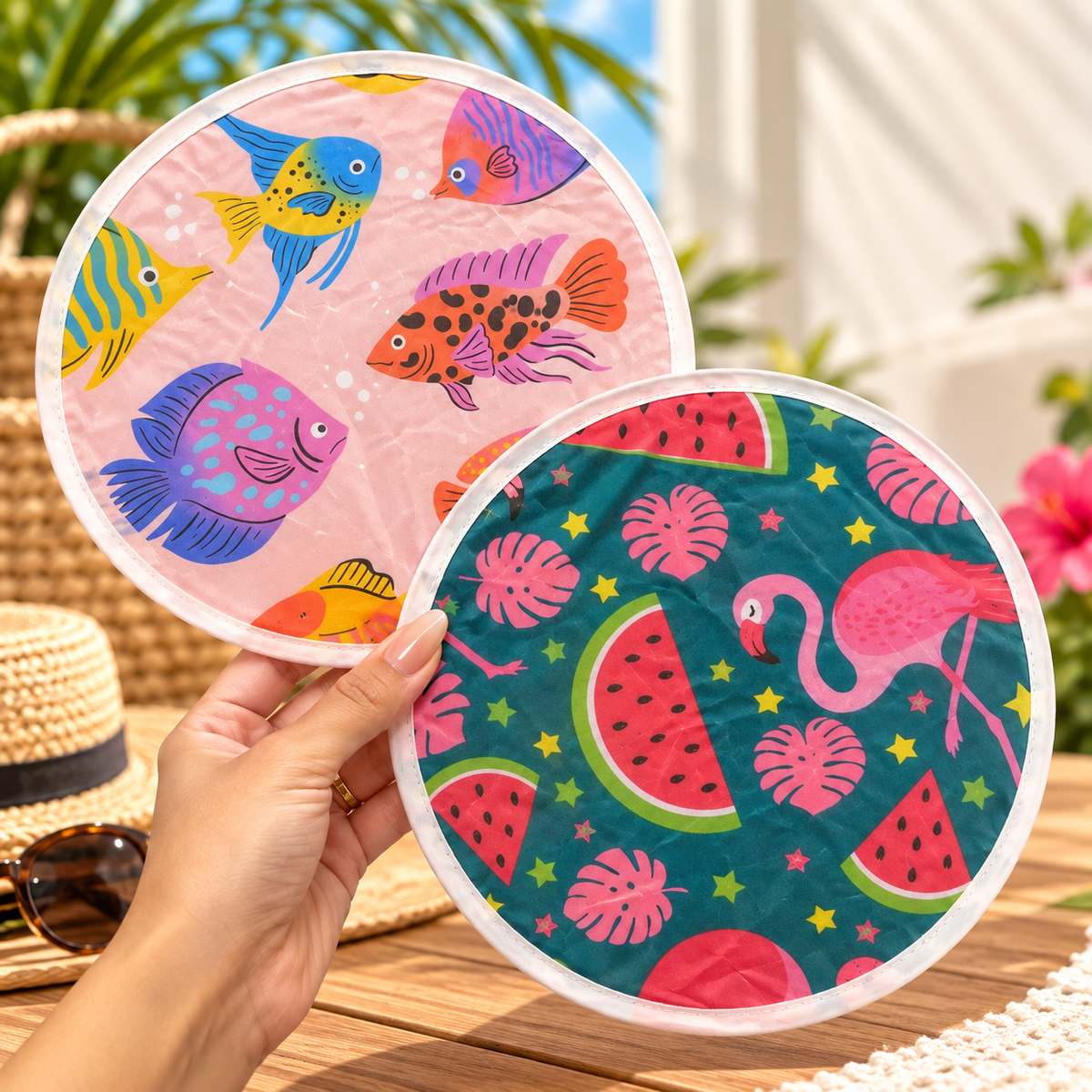 Foldable Summer Hand Fan – Colorful Fruit & Tropical Designs