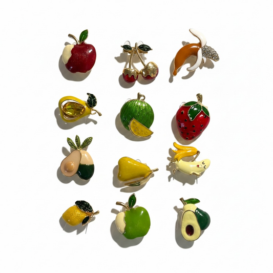 Cute Fruit Brooch Pins – Enamel Cartoon Design (Sold Individually)