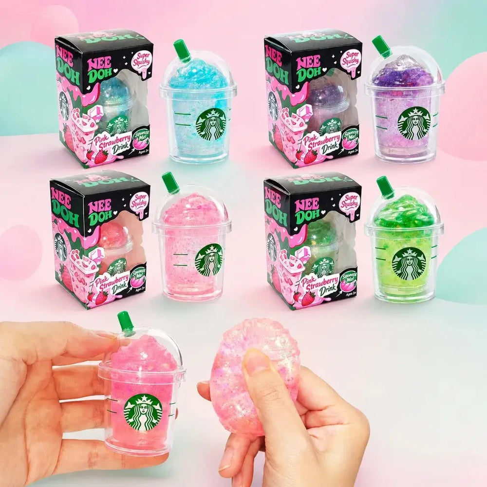 Mini Strawberry Drink Squishy – Glitter Sensory Fidget Toy
