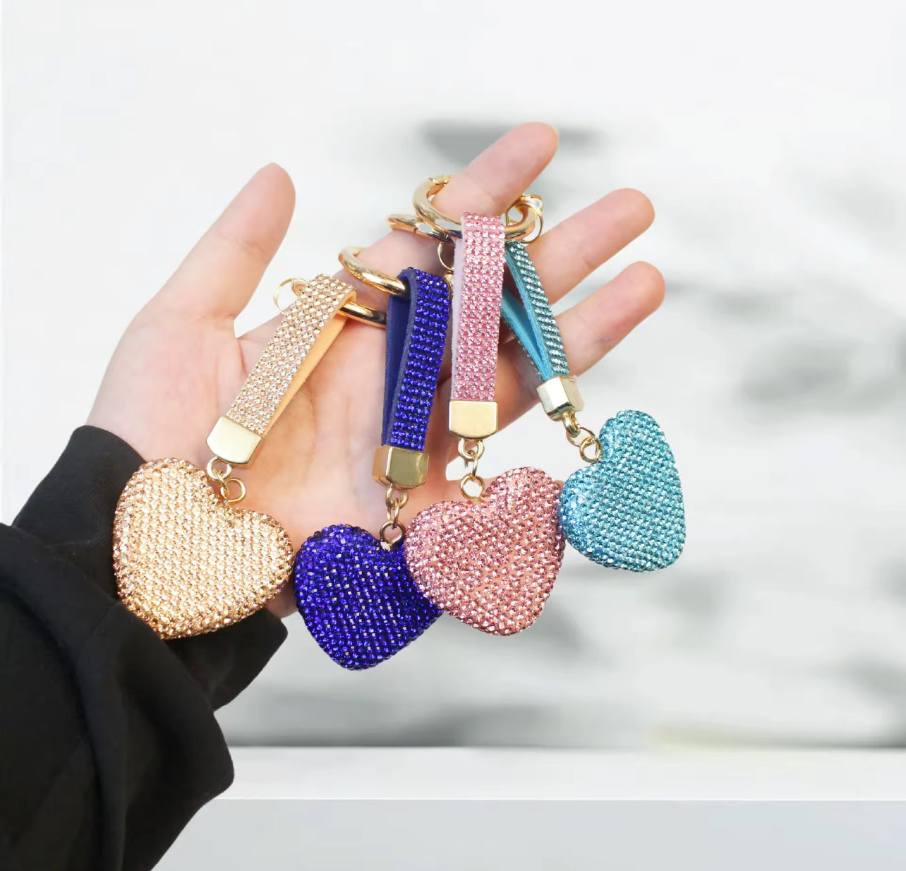 Rhinestone Heart Keychain – Sparkly Crystal Charm