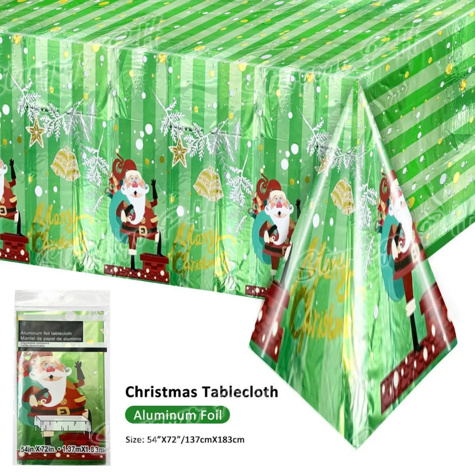 Tablecloth Waterproof For Christmas Party Backdrop Decorations Ornaments Disposable Aluminum Foil Table rectangle cover 1.37m*1.83m