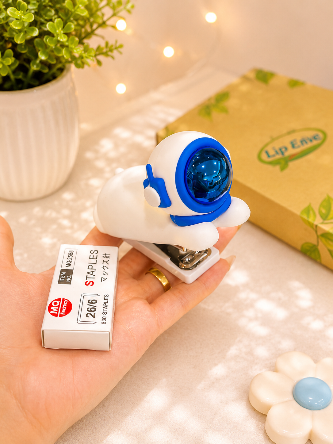 Cute Astronaut Mini Stapler – Blue & White