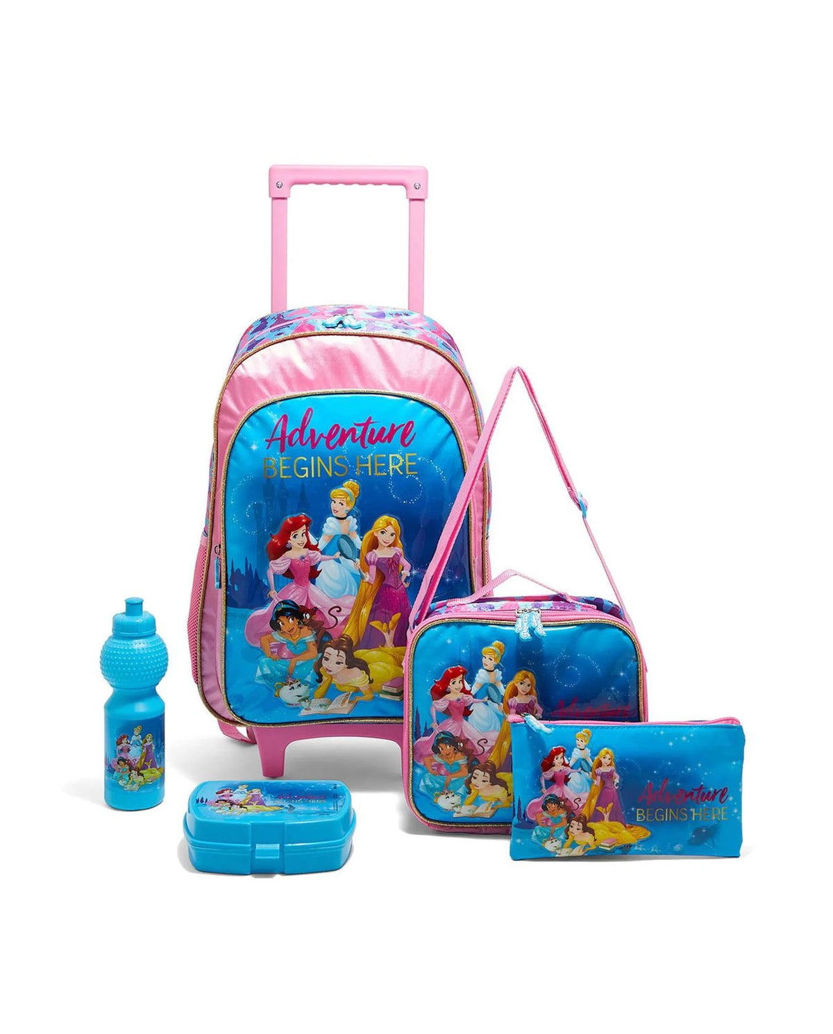 Disney Princess Rolling Backpack for Girls – Pink & Blue