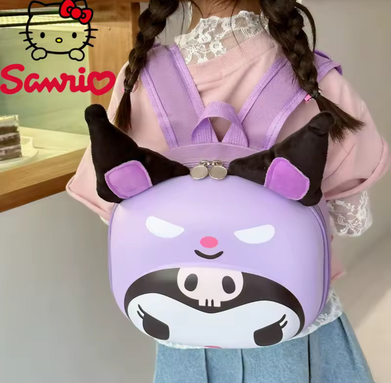 Kuromi Mini Backpack Cute Cartoon Anime Design Schoolbag Adjustable Straps Storage Travel Daily Use Casual Backpack