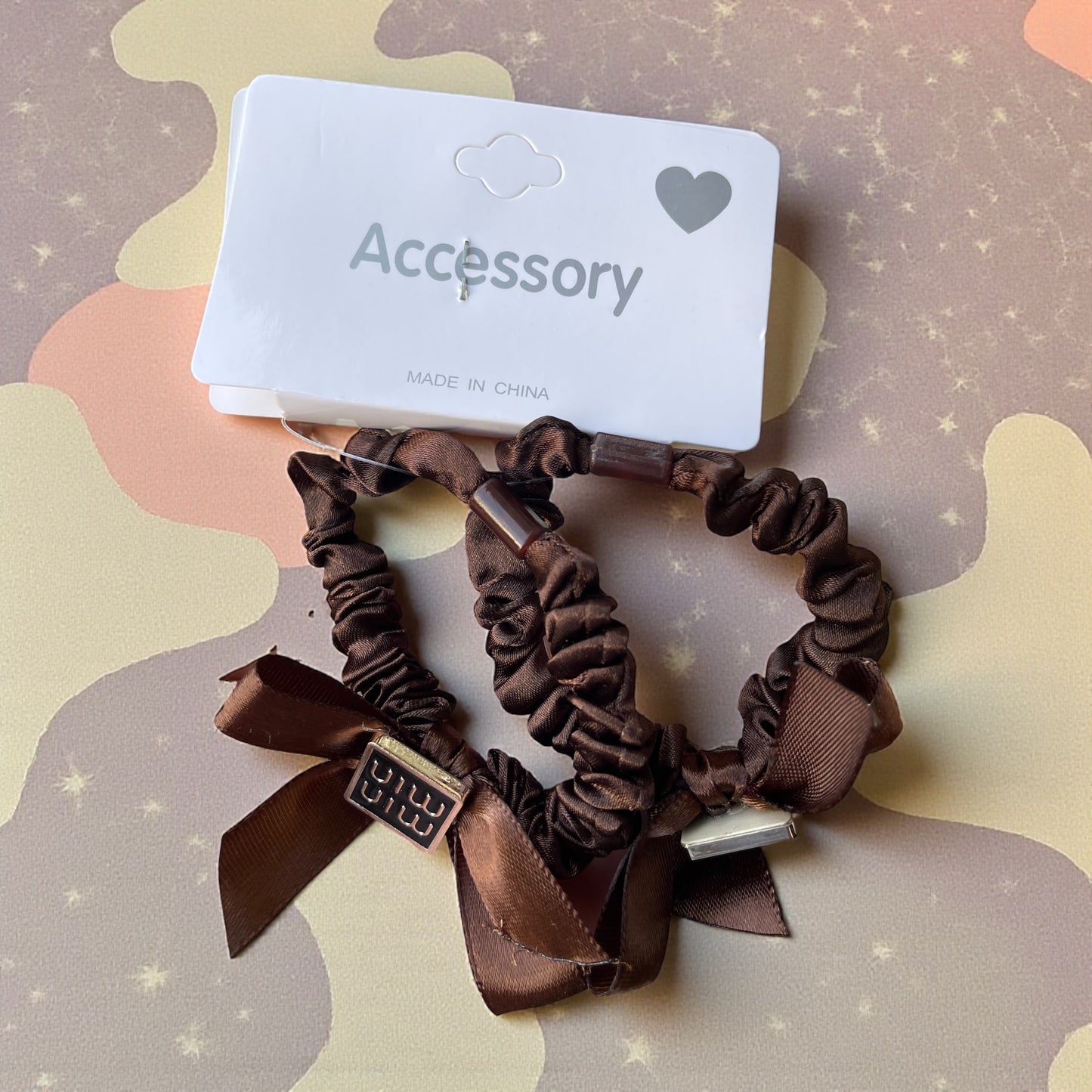 Luxury Satin Bow Scrunchies Set – Soft Elegant Hair Ties in Neutral Tones