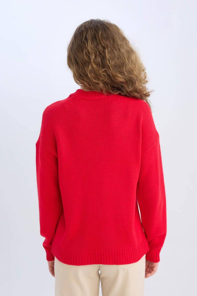 CHRISTMAS THEMED ZIPPERED PULLOVER - Medium