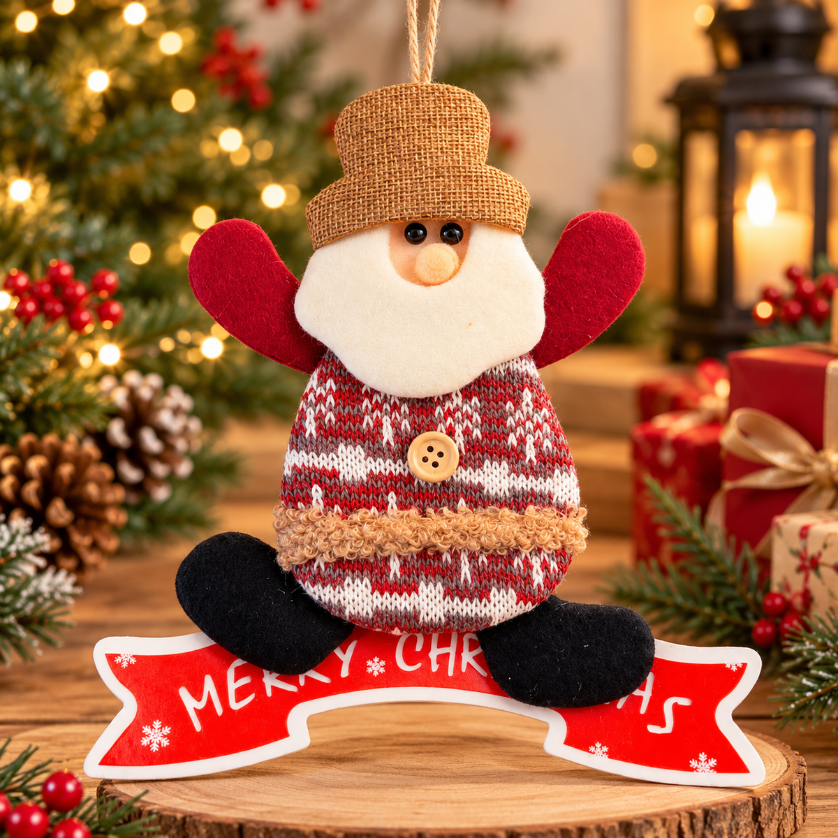 Christmas Plush Santa Door Hanging Decoration – Merry Christmas Sign