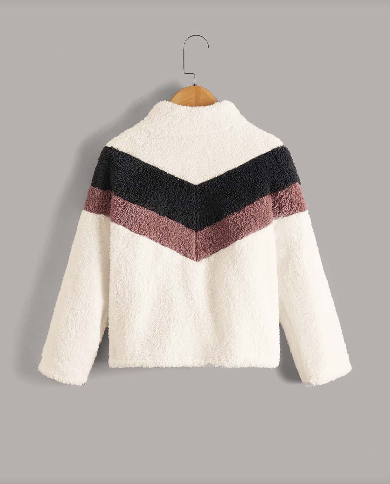 SHEIN Girls Color Block Half Zipper Flannel Pullover - 11Years