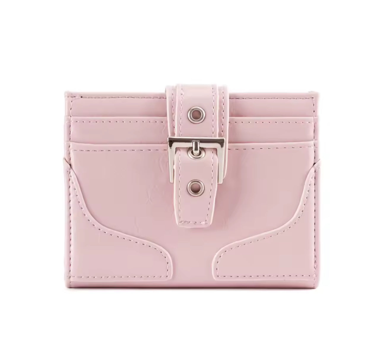 Women Silver Leather Card Holder Ultra-Thin Mini Buckle Coin Purse Portable Wallet Cute Bank Credit Id Bag Multi-Card Slot