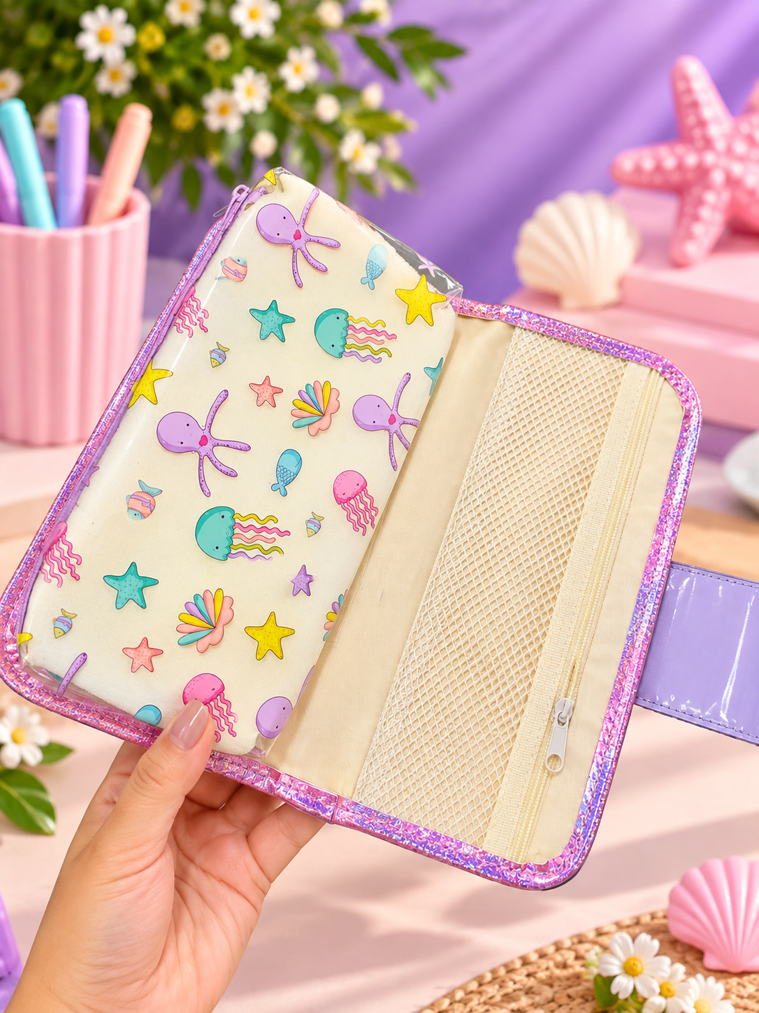 Kids’ Glitter Pencil Case – Mermaid, Butterfly & Football Designs