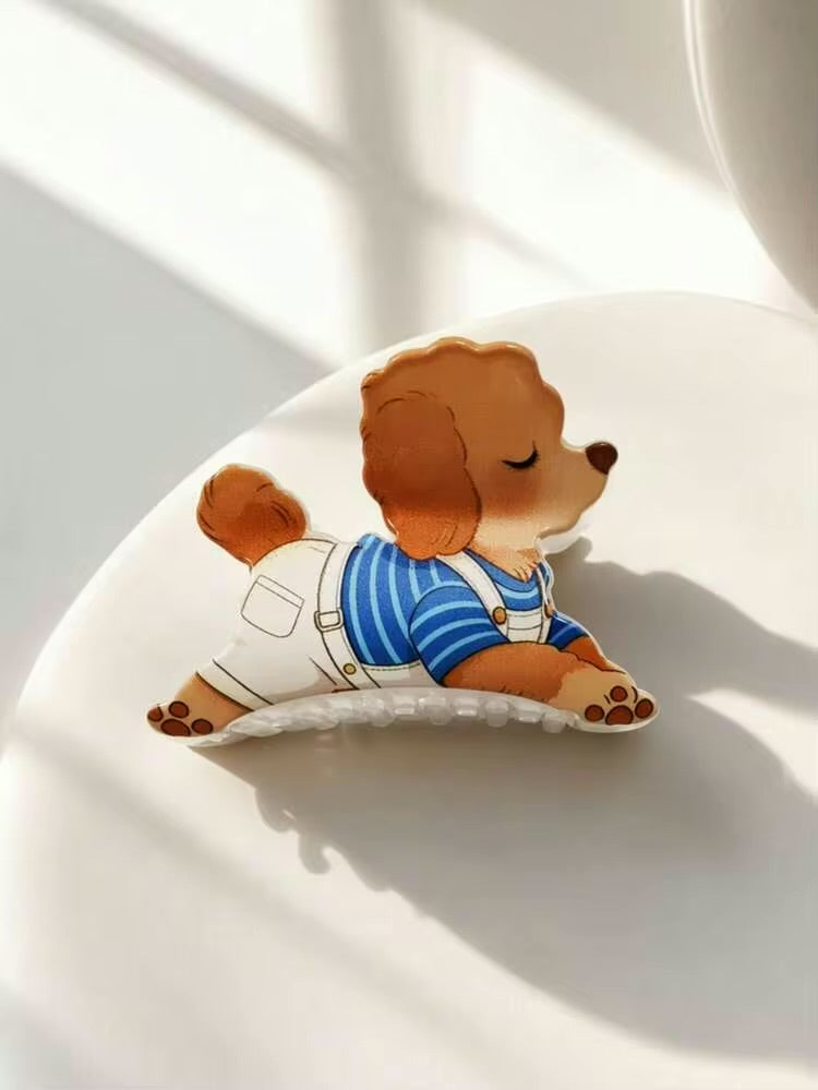 1PC Colorful Macaron Multi-Color Teddy Dog Hair Claw Clip, Cute Playful Girly Style