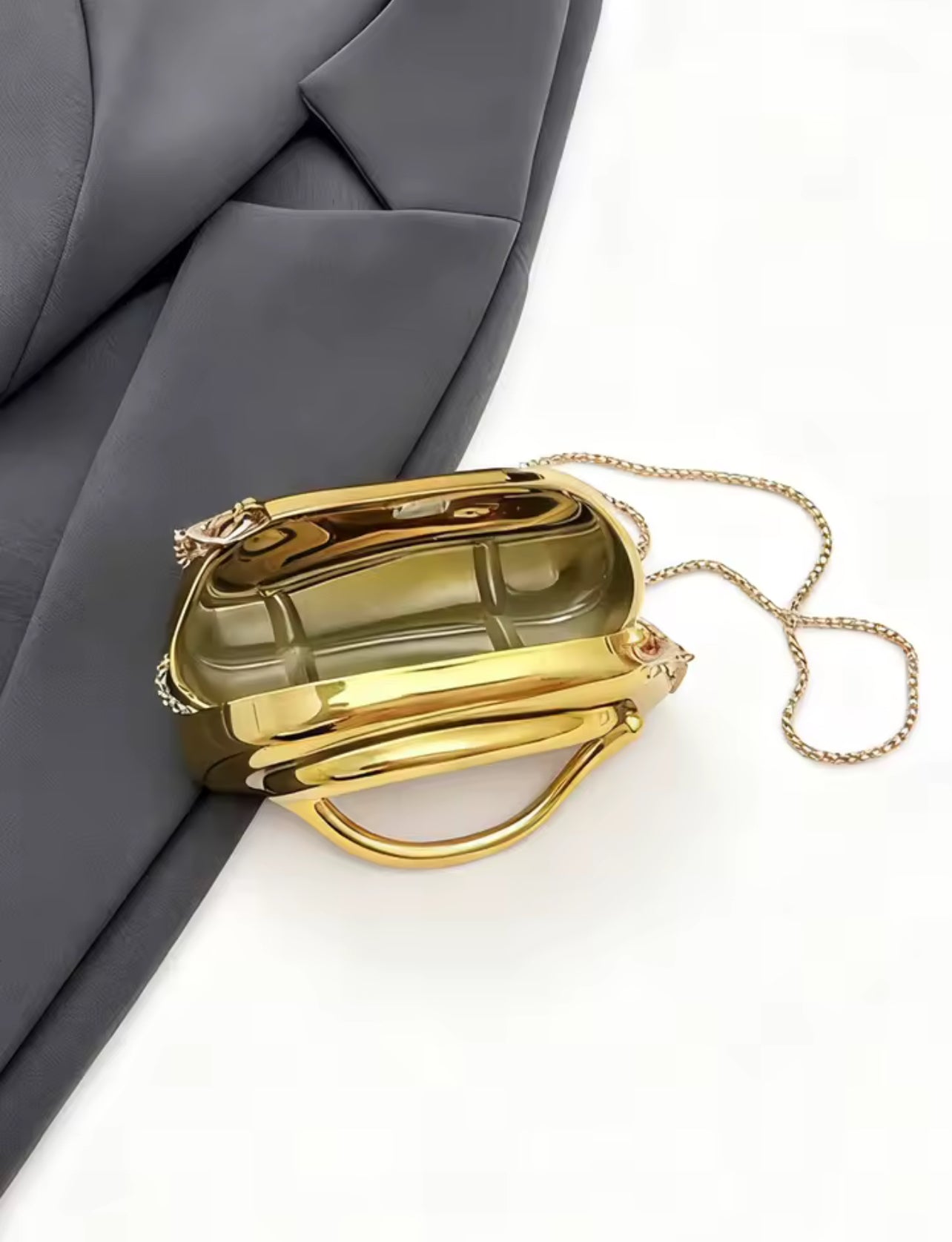 Mini version fashion gold metal closure box-shaped clutch bag women's evening wedding party chain crossbody bag shoulder bag