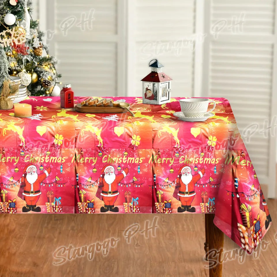 Tablecloth Waterproof For Christmas Party Backdrop Decorations Ornaments Disposable Aluminum Foil Table rectangle cover 1.37m*1.83m