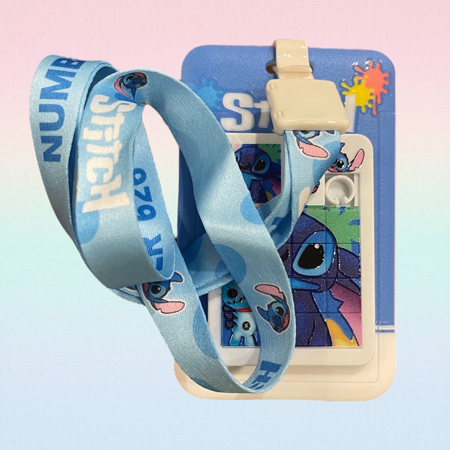Disney Stitch Cartoon Anime Cute ID Badge Holder Lanyards Children Stress Relieving Puzzle Toys Schoolbag Decoration Children Gifts
