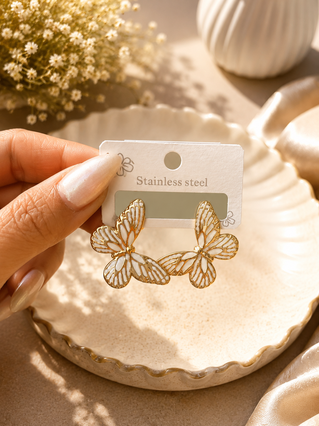 Stainless Steel Floral & Butterfly Earrings Collection
