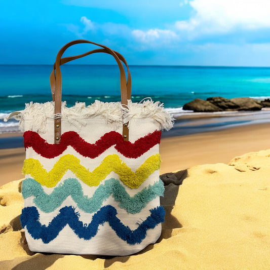 Fashion Stripe Canvas Tote Bags Women Vintage Versatile Tassels Shoulder Summer BeachBag Female Casual Durable Large Capacity