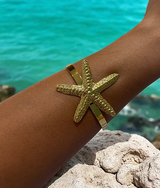 1 Pc Summer Vacation Sea Starfish Beach Stainless Steel Cuff Bangle Bracelet For Women