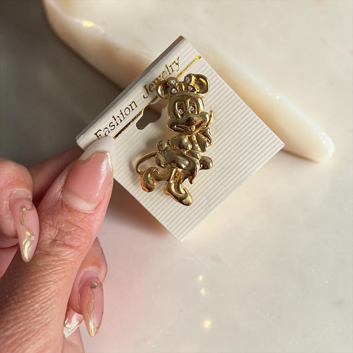 Cute Mickey Mouse Gold Brooch Pin – Vintage Cartoon Style