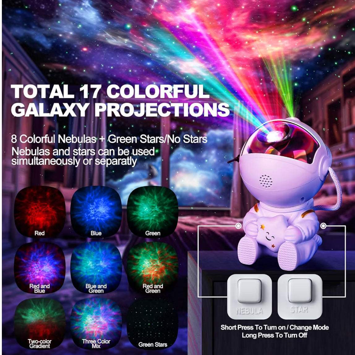 Astronaut Galaxy Projector Night Light with Remote Control