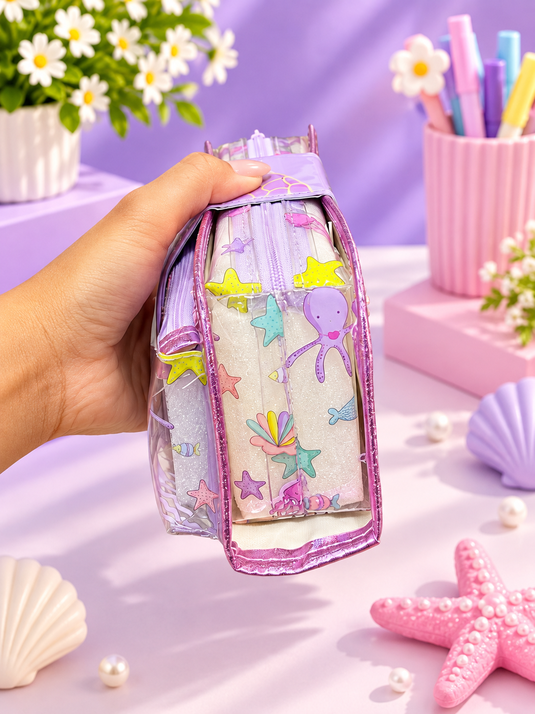 Kids’ Glitter Pencil Case – Mermaid, Butterfly & Football Designs