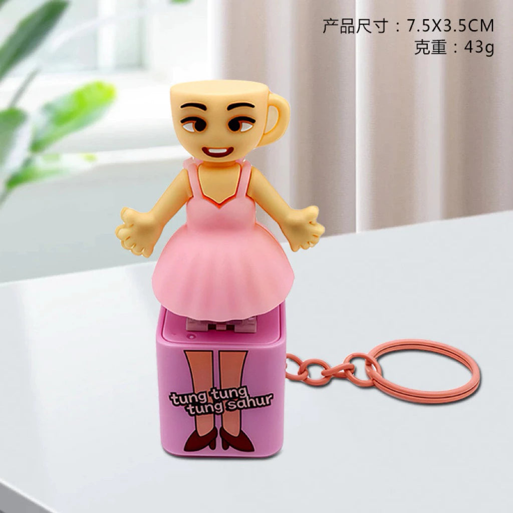 Tung Tung Tung Sahur Keychain Vioce LED Key Press Button Italian Brainrot Tralalero Tralala Shark Bag Pendants Key Accessories