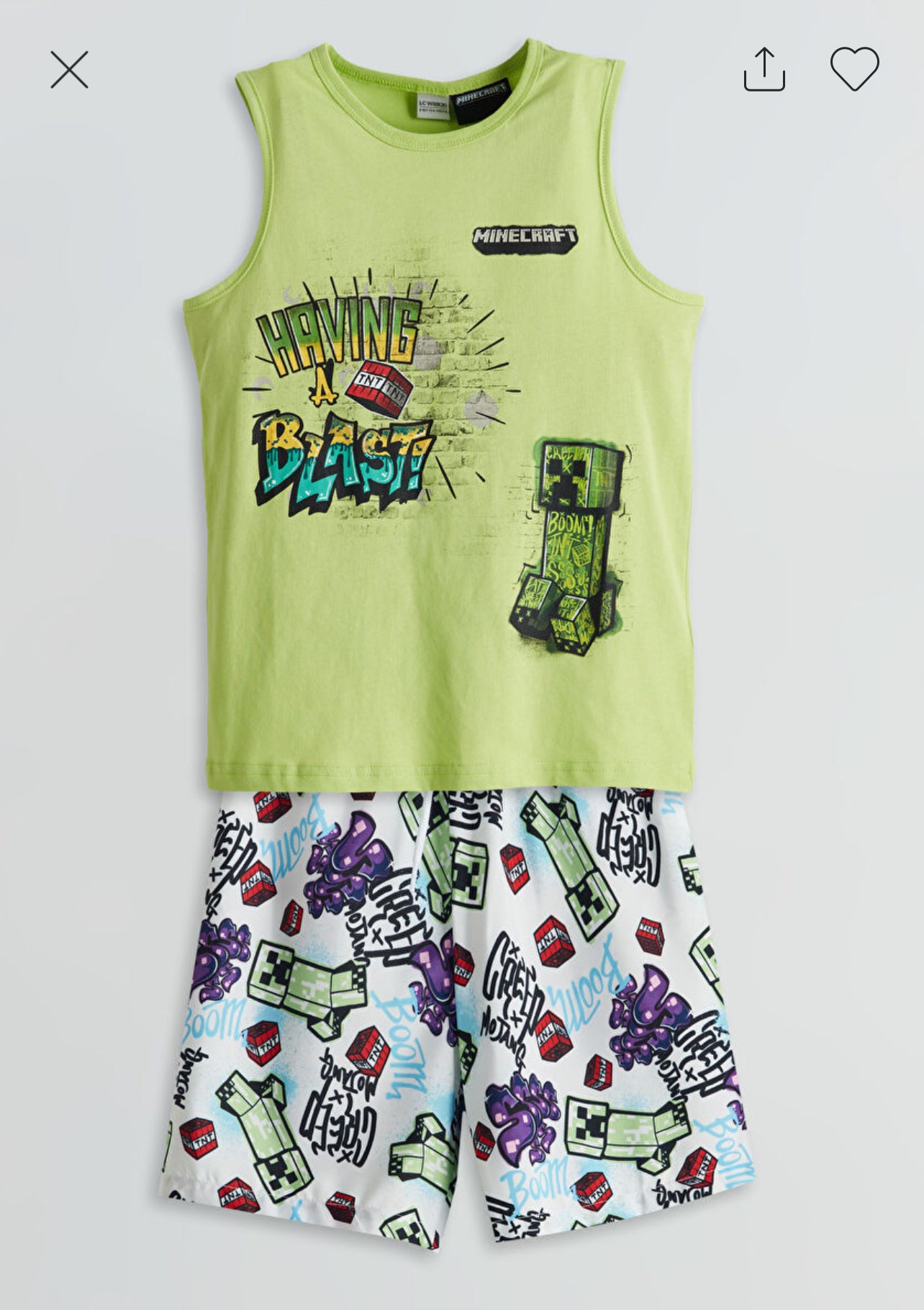 LCW Kids Crew Neck Minecraft Printed Boys' Tank Top and Swim Shorts