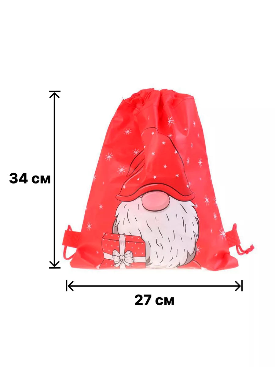 1Pcs Children's Backpack Non-woven Double-sided Santa Claus Drawstring Toy Storage Bag Birthday Party Christmas Gift Bag