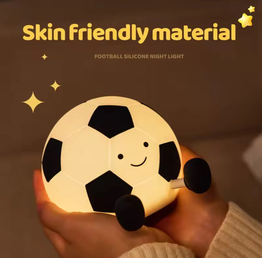 Soft Silicone Football Night Light - USB Rechargeable Touch Control 3-Level Dimmable Bedside Lamp for Nursery, Kids, Babies & Gift Decor