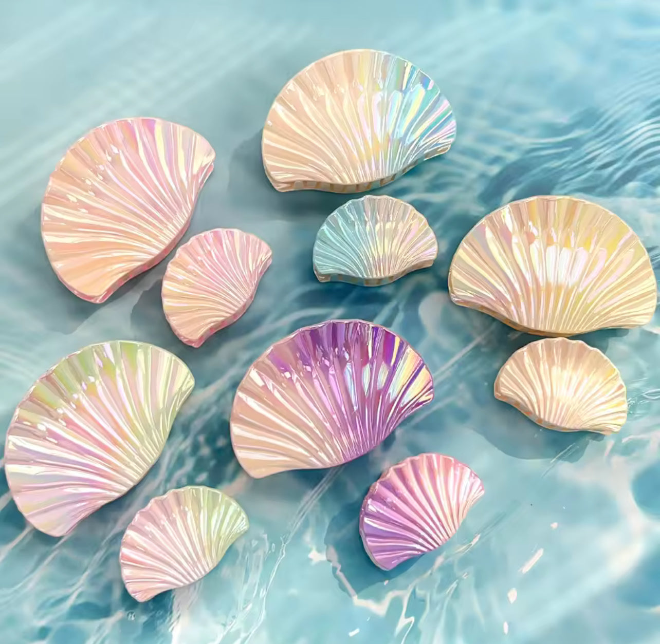 Ocean Shell Large Hair Claw Clips Crab Clamps Women Girls Gradient Colorful Ponytail Hair Barrettes Hairpins Hair Accessories