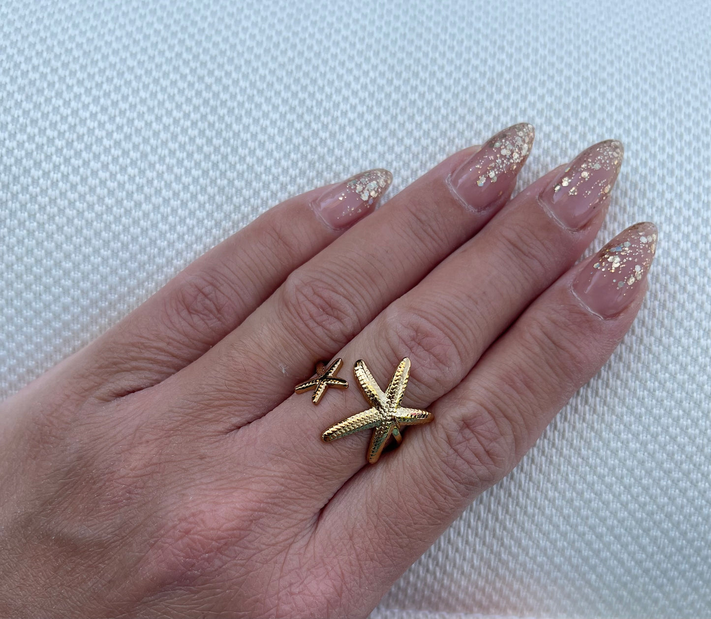 Trendy Gold Color Stainless Steel Ring for Women Bohemian Shell Starfish Conch Flower Butterfly Heart Ring Party Jewelry Gift