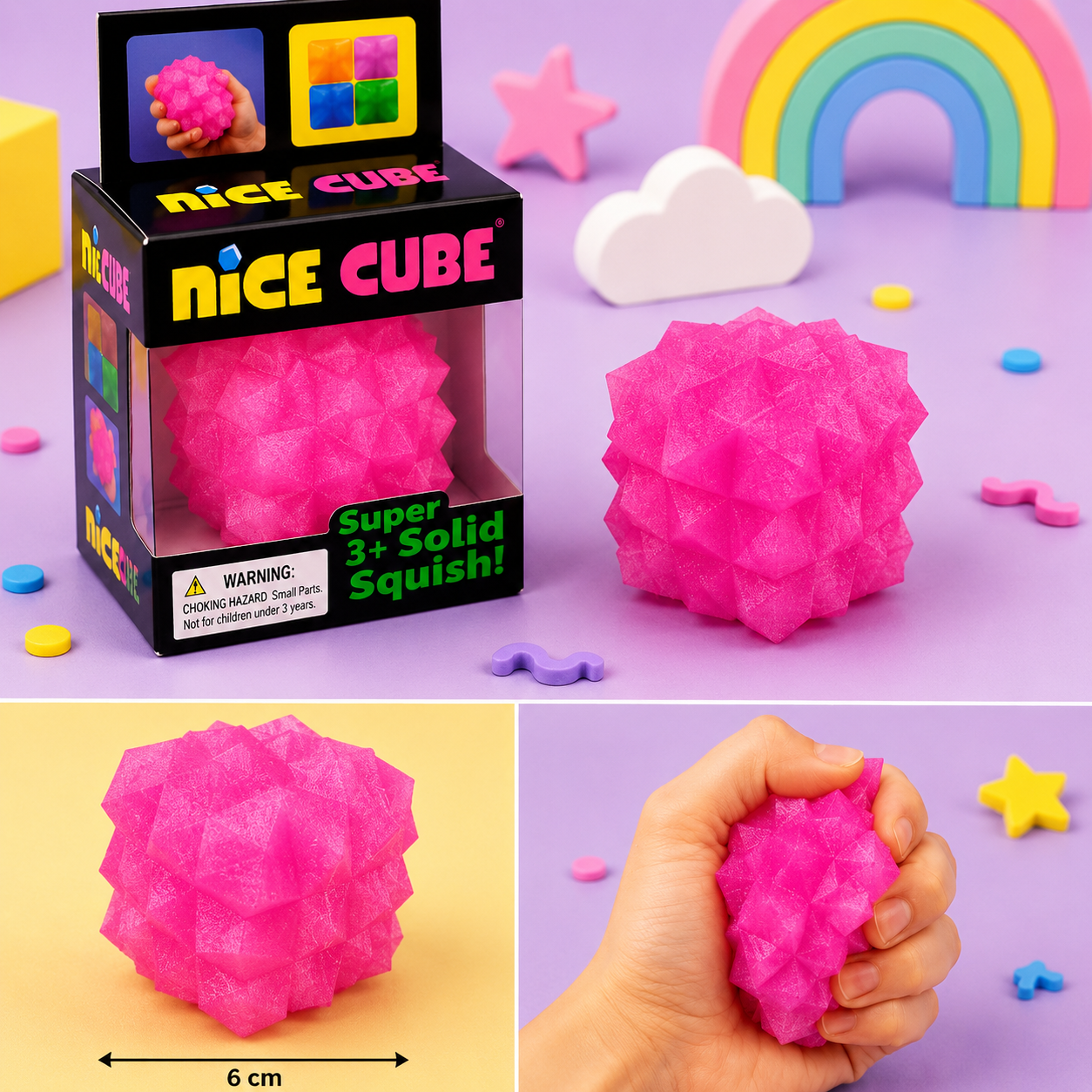 Super Solid Cube Squeeze Ball – Textured Sensory Stress & Fidget Toy