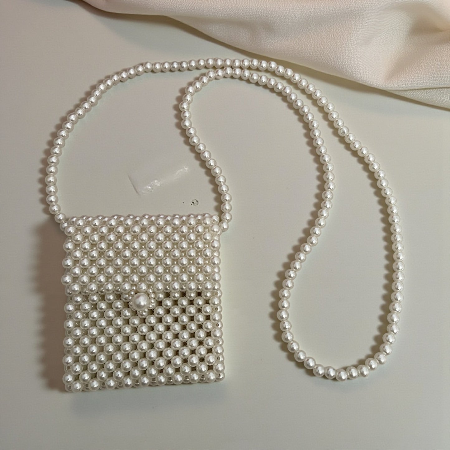 Elegant Mini Pearl Beaded Crossbody Bag – Handmade Vintage Style Evening Purse