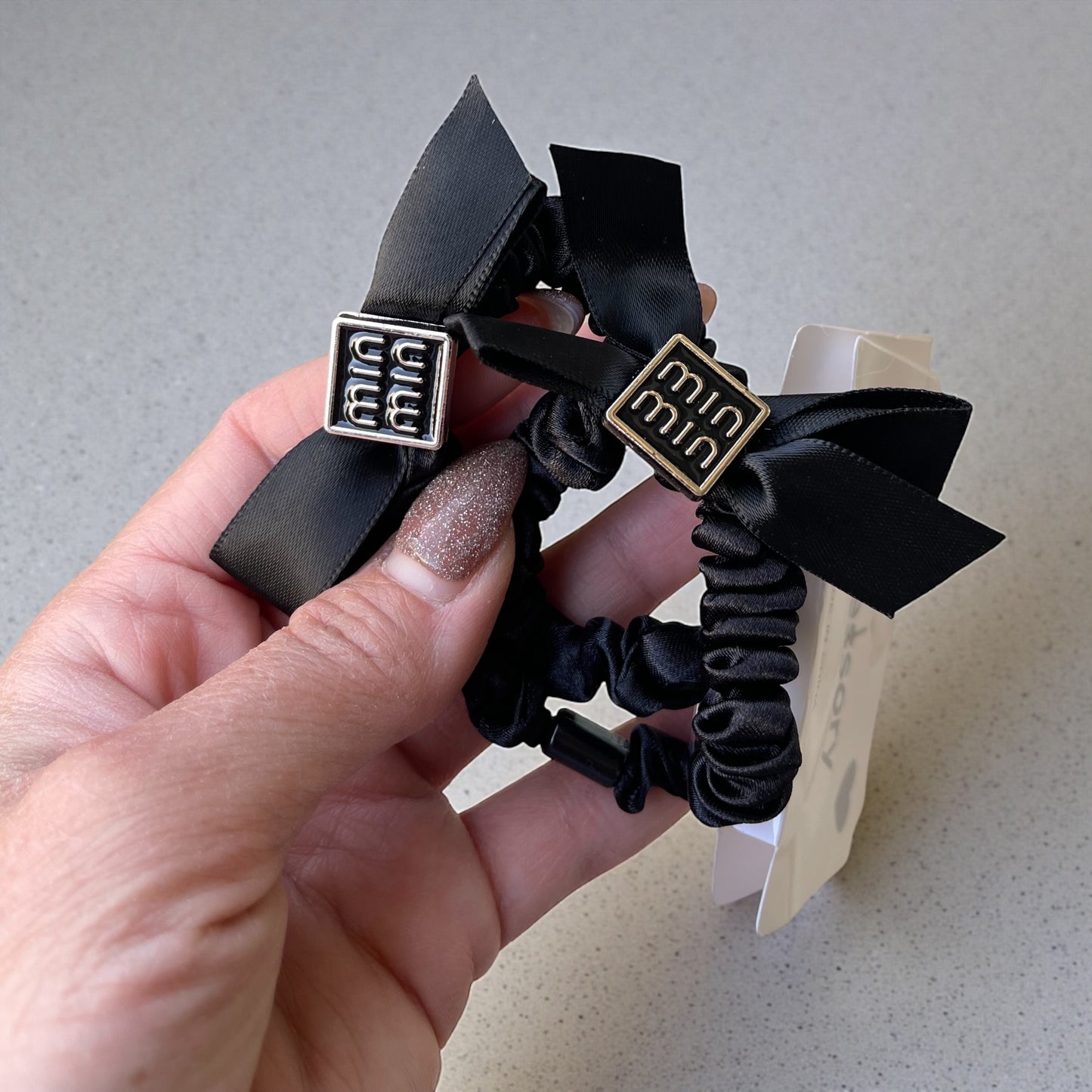 Luxury Satin Bow Scrunchies Set – Soft Elegant Hair Ties in Neutral Tones