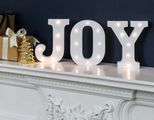 3Pcs JOY LED Marquee Letters – Christmas Light-Up Decoration