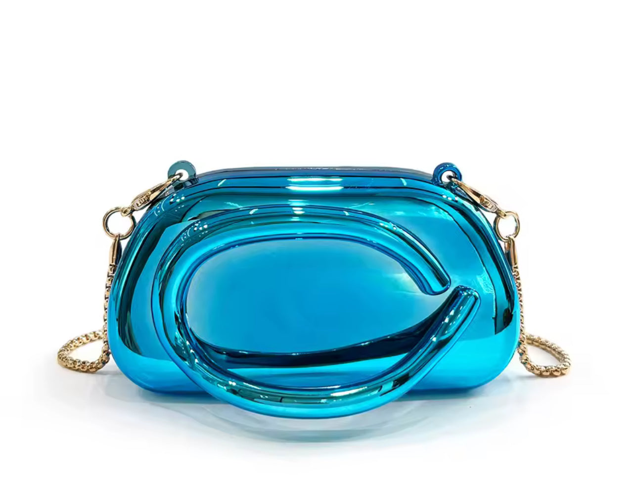 Mini version fashion gold metal closure box-shaped clutch bag women's evening wedding party chain crossbody bag shoulder bag