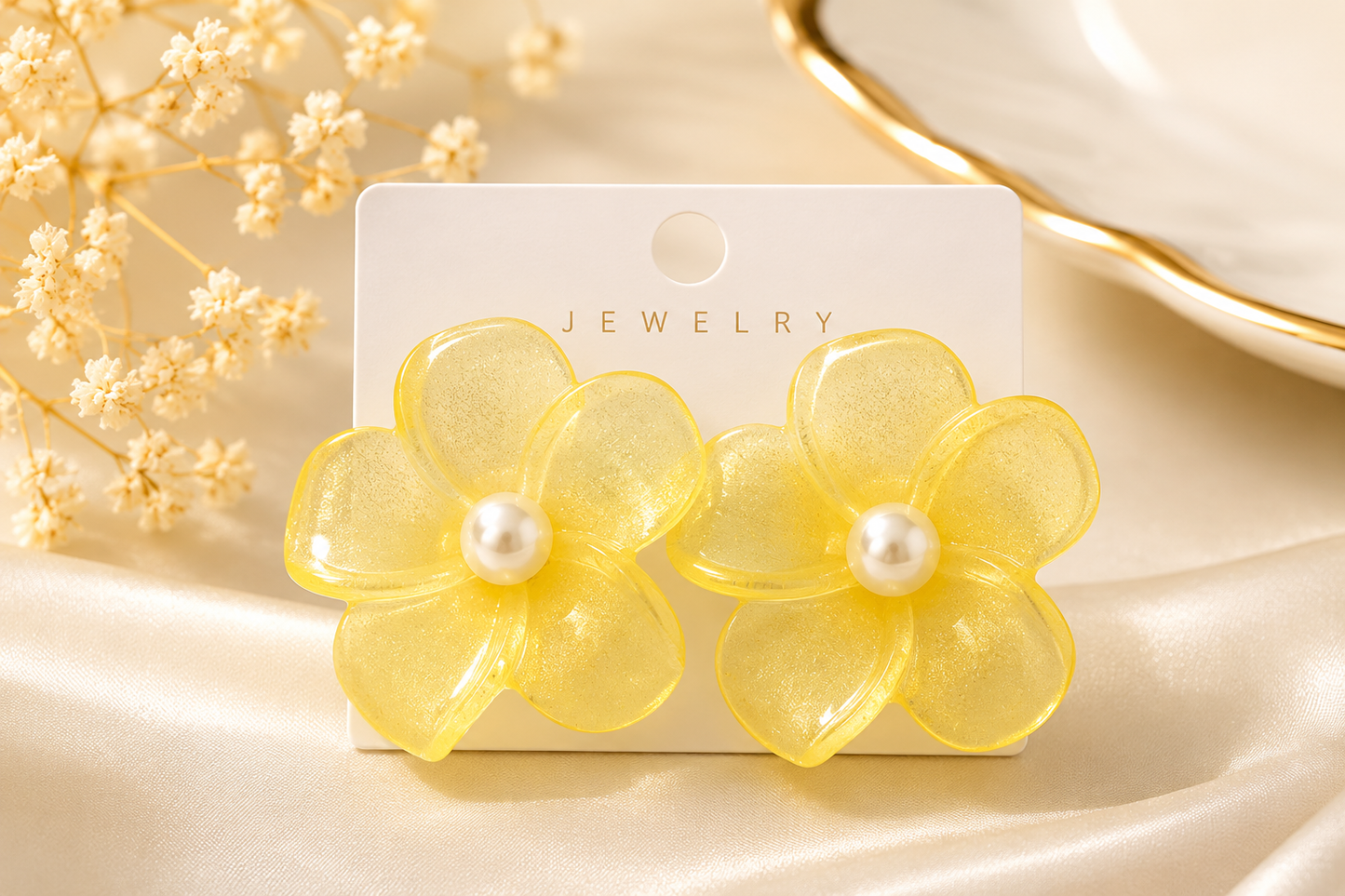 Yellow Blossom Pearl Statement Earrings