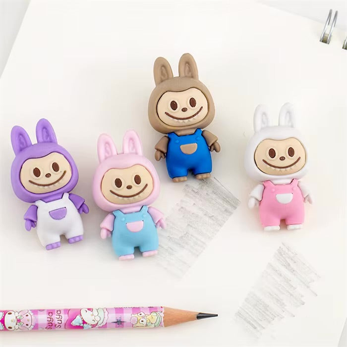 4PCs Labubu High Quality Factory School Children's Education Clean Tool Stationery and Gifts Lovely 3d Animal Shaped Erasers Made in China
