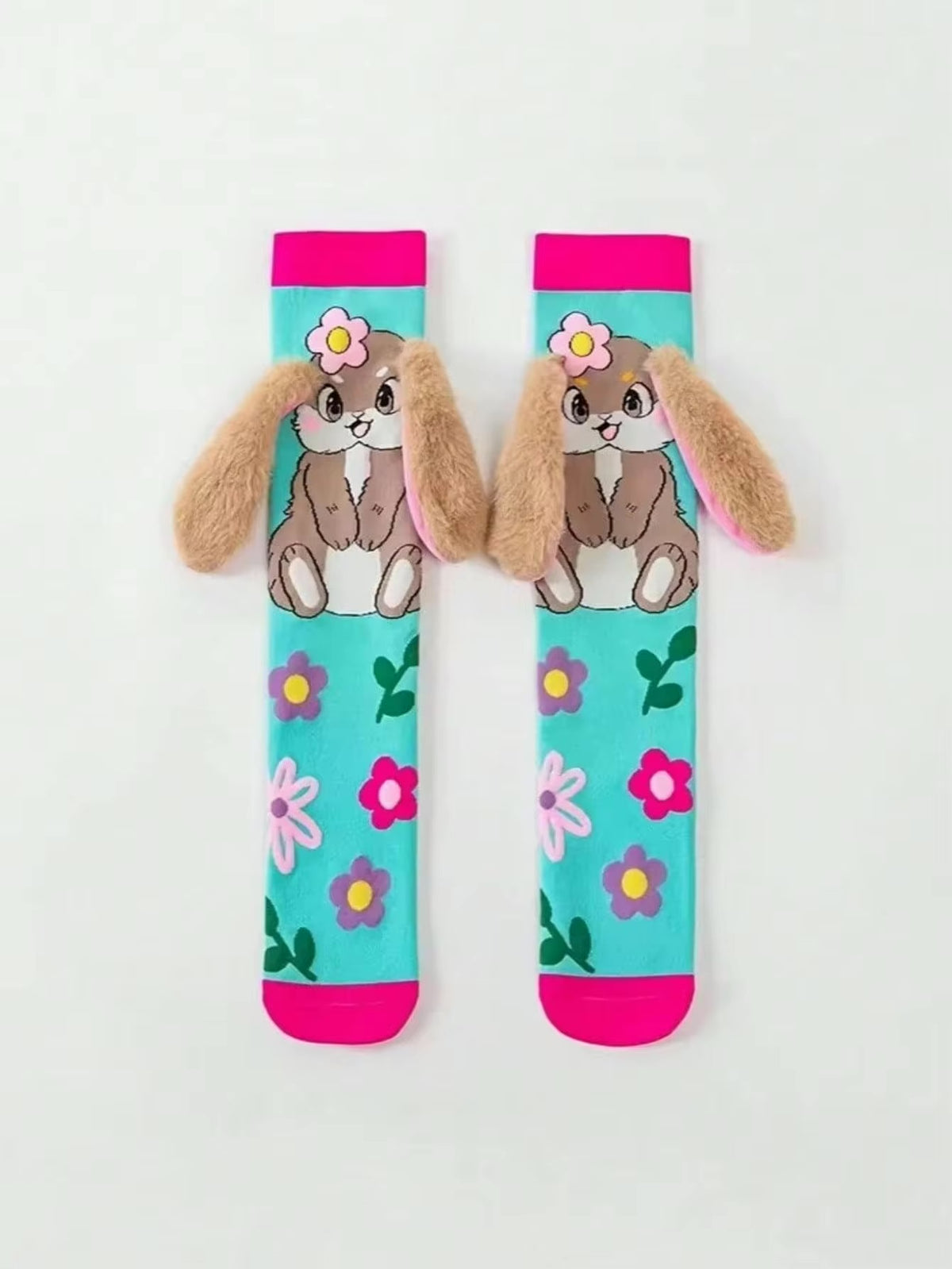 Kids’ Cute Bunny Knee-High Socks with 3D Fluffy Ears