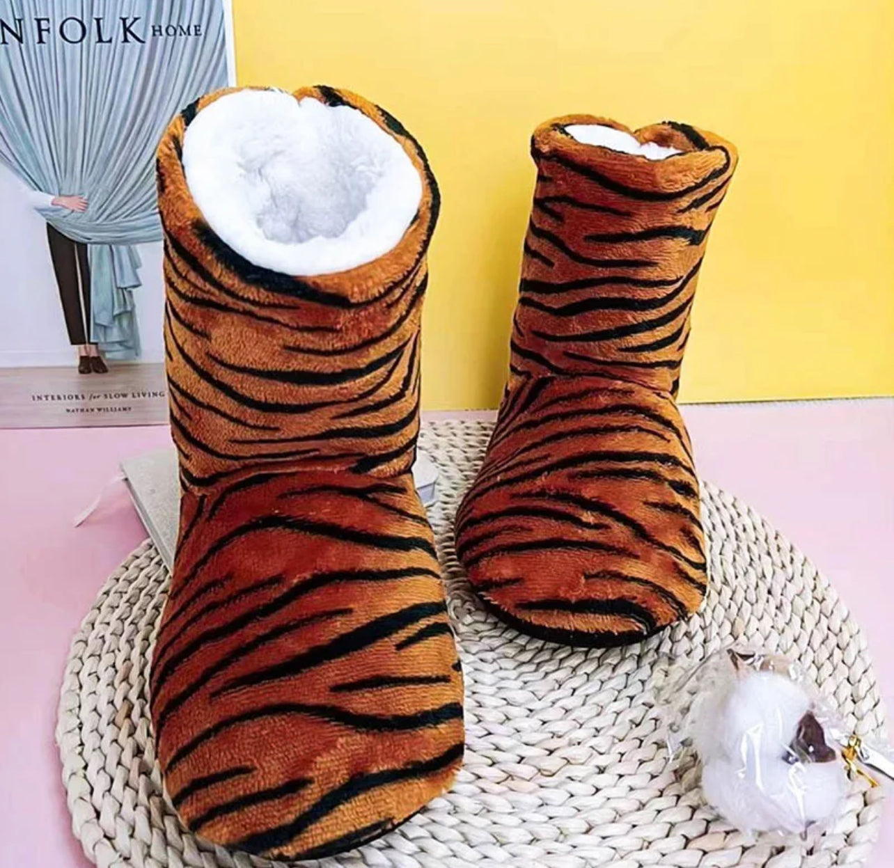 Lady Cozy Toes Animal Zebra Indoor Winter Slippers Women
Boots