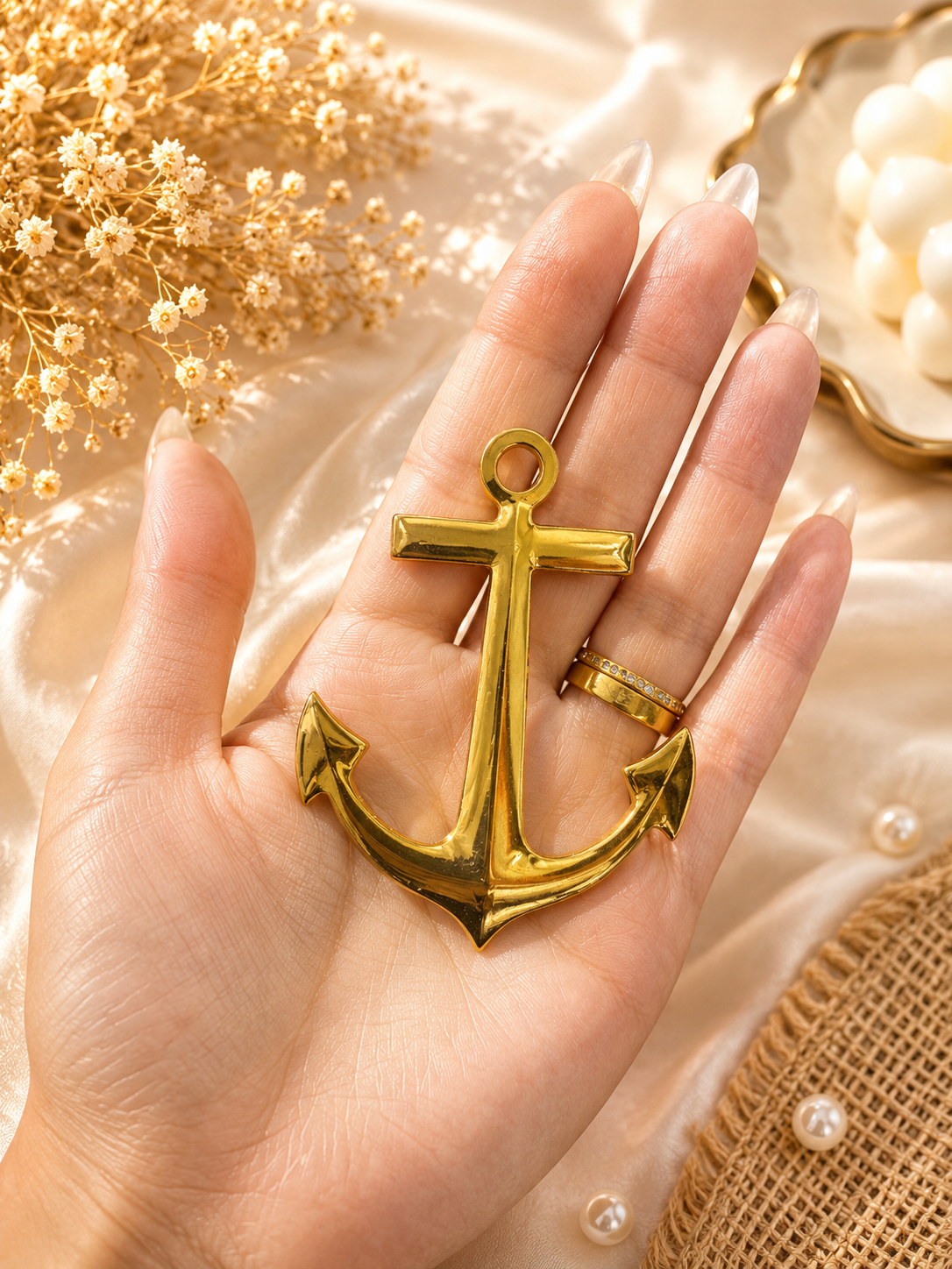 Gold Anchor Brooch – Elegant Nautical Statement