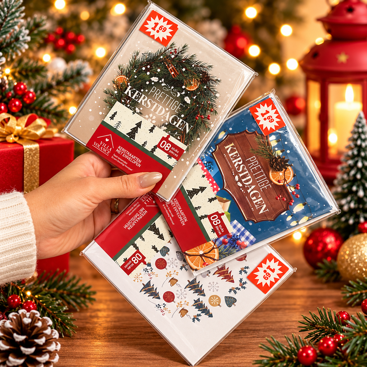 Christmas Greeting Cards with Envelopes – Festive Holiday Design, 8 Pieces